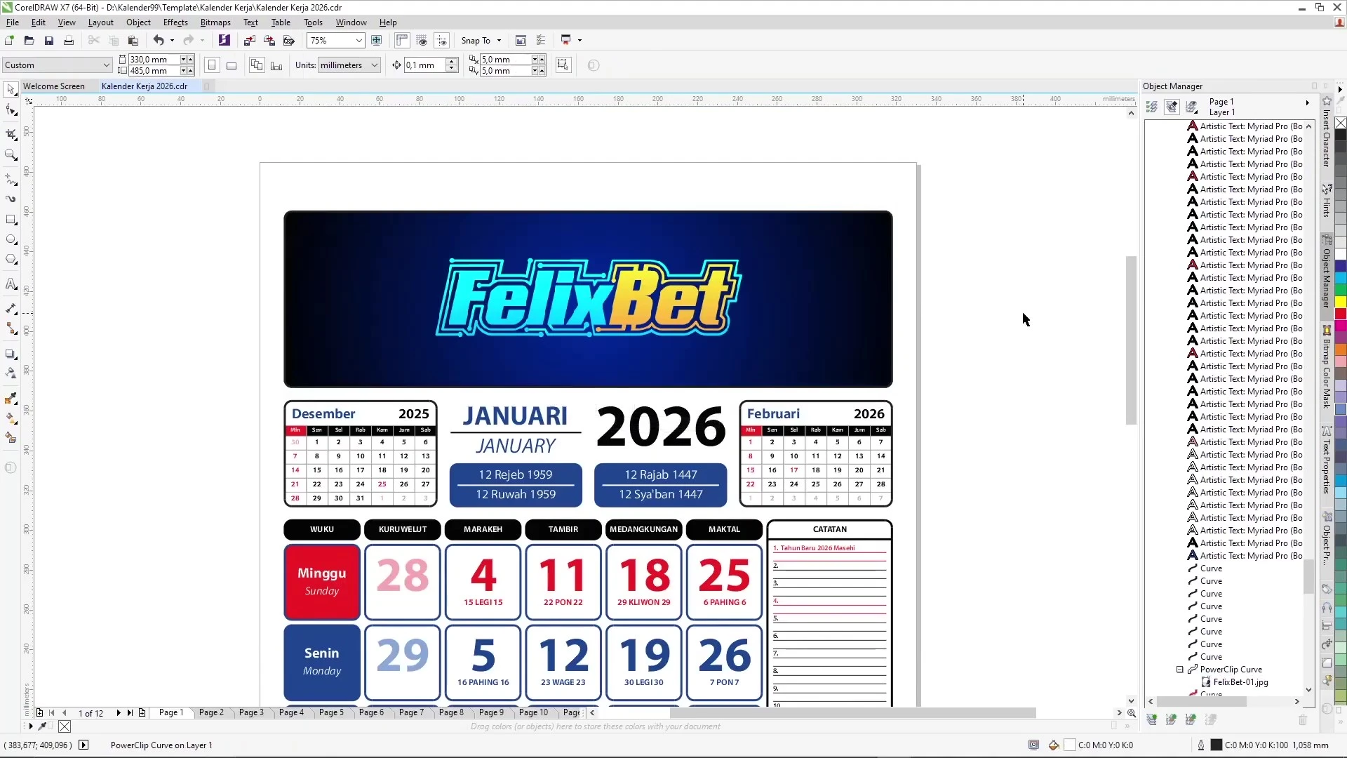 Tutorial Edit Template Kalender dengan CorelDRAW X7