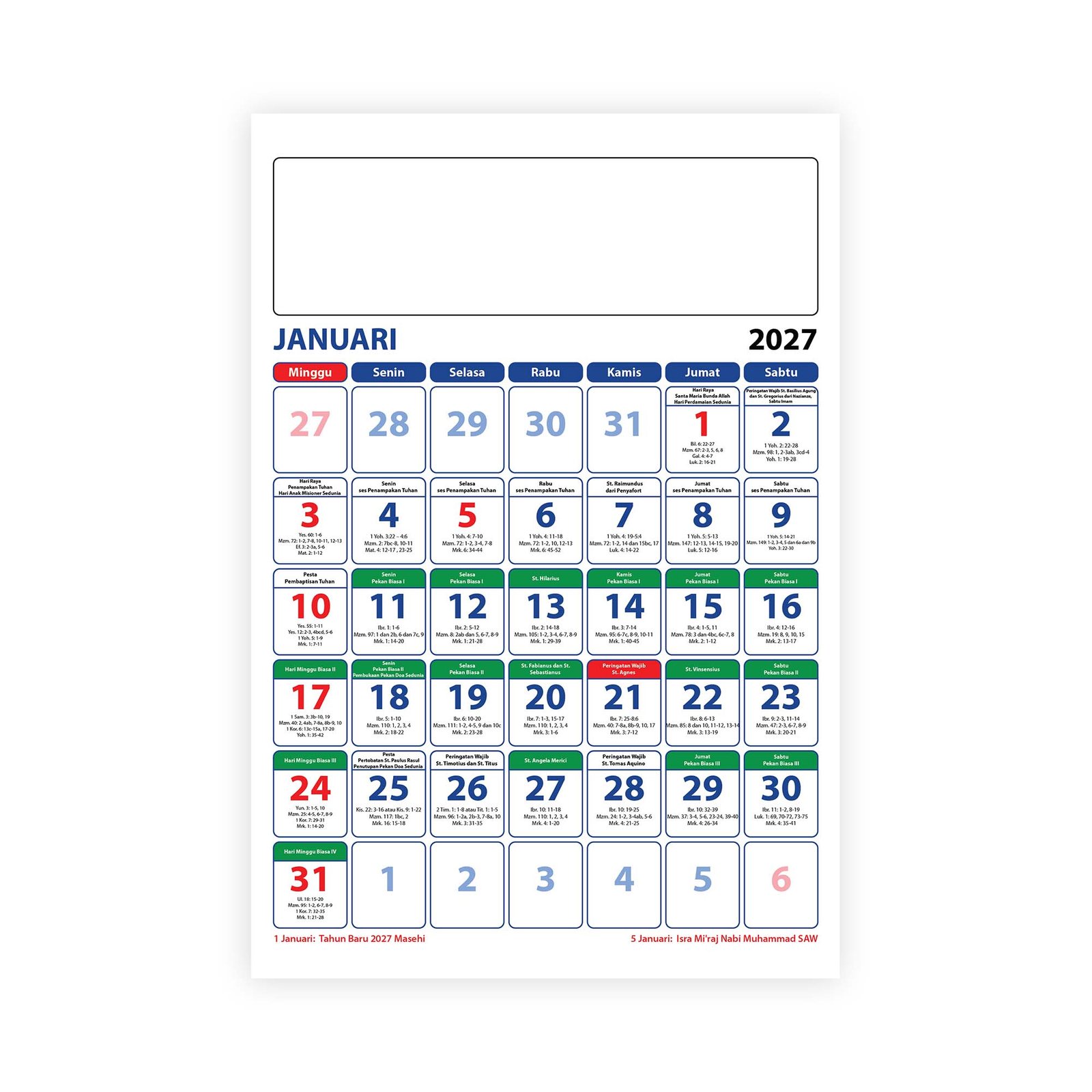 kalender liturgi 2027 masehi